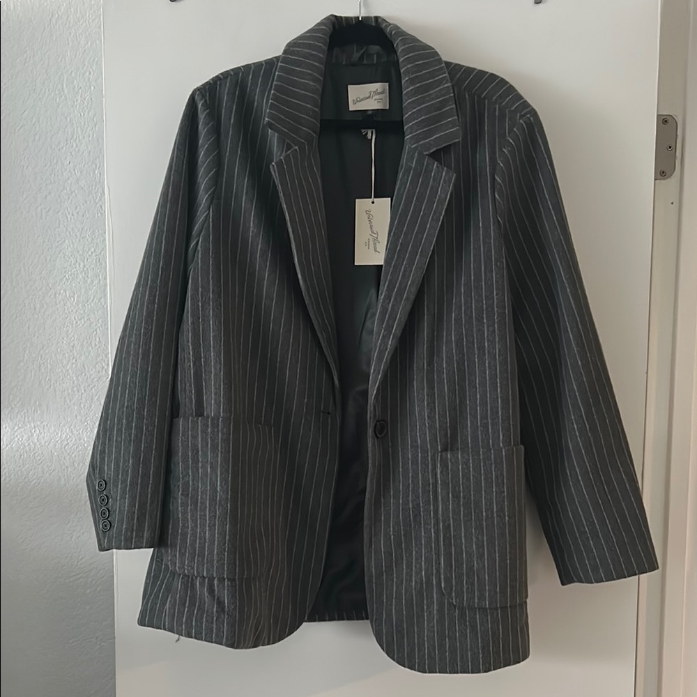 Grey & White Pin Stripe Blazer